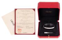 Classic, Beautiful Cartier Love Bangle Bracelet in 18K White Gold and 10 Diamonds in Original Cartier Box, Outer Box and