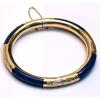 Ladies Lovely 14K Yellow Gold and Lapis Hinged Bangle Bracelet of Fine Quality.
