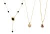 Three Wonderful Pendant Necklaces for the Lady; 14K Yellow Gold, Rubies, Diamonds and Onyx