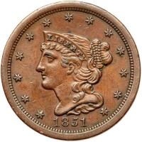 1851 Coronet Head 1/2C