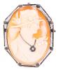 Very Unusual, Superbly Carved 14K White Gold and Shell Antique Cameo Brooch