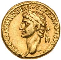Nero Claudius Drusus, brother of Tiberius, died 9 BC. Gold Aureus (7.81g)