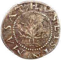 1652 Massachusetts Oak Tree Shilling IN at Bottom Noe-8 Rarity-6+. (66.6 grs)