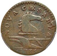 1786. New Jersey Copper. Protruding Tongue. Maris 16-L PCGS VF20