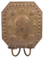 Brass Shabbat Candle Sconce, Early to Middle 19th Century. with Repousse Work Throughout of Round Impressions with Holiness of S