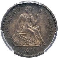 1860 Liberty Seated H10C PCGS AU58