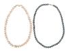 Lovely Pair of Pearls Each with 14K Yellow Gold Clasps. South Sea and Flat Backed Pearls