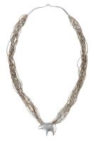 Fantastic Ladies, 15 Strand, Liquid Sterling Silver Necklace with Stylized Bear Pendant