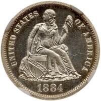 1884 10&Acirc;&cent; Seated Liberty NGC PF65 Cameo