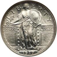 1917-D Liberty Standing 25C. Type 1 NGC MS63 FH